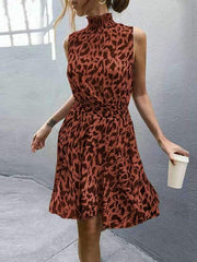 Summer Leopard Printed Women Fashion Skater dress