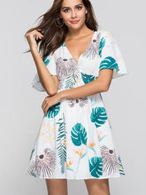 Floral Short sleeve V neck Vocation Shift Dresses