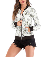 Fashion Woman Autumn Flower Printed Jackets