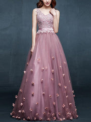 Lace Mesh Contrast Solid Color Sashes Deep V Neck Sleeveless Slip Evening Dresses