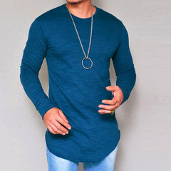 Long Sleeve Solid Color Round Neck Slim T-Shirt