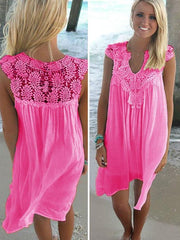 Lace Spliced Chiffon Loose Dress