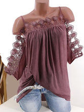 Lace Strap Off Shoulder Fashion Women Plain T-shirts