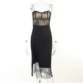 Vintage Lace Patchwork Split Midi Lace Dress