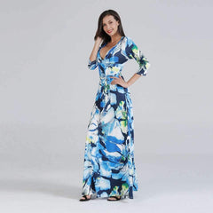 Floral V neck Skater Maxi Dresses