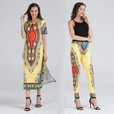 Floral Short sleeve Maxi Dresses Pants Suits