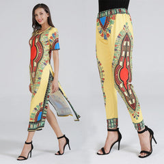 Floral Short sleeve Maxi Dresses Pants Suits
