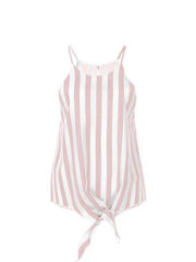 Stripe Woman Sleeveless Chic Fashion Short Vest