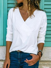 V Neck Plain Casual T-Shirts