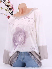 Floral Long sleeve Lace T-Shirts
