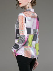 Floral Polyester fiber Long sleeve Fashion Blouses