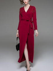 Long sleeve V neck Sexy lacing Skater Dresses