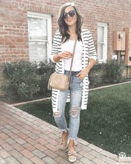 Stripe Long sleeve Cardigan Coats