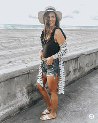 Stripe Long sleeve Cardigan Coats