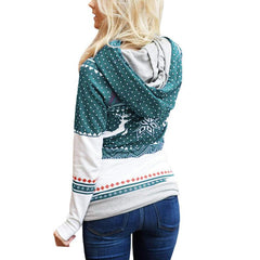 Fashion Zipper Floral Christmas Hoodies & Sweatshirts