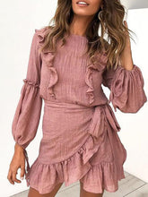 Sweet long sleeve Flounce lace frock skater dresses