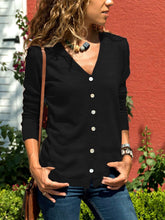 Stylish Elegant Pure V neck Long sleeve Fastener Knit Cardigan