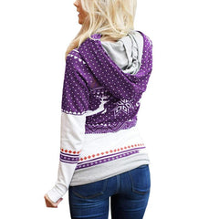 Fashion Zipper Floral Christmas Hoodies & Sweatshirts