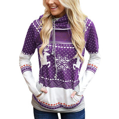 Fashion Zipper Floral Christmas Hoodies & Sweatshirts