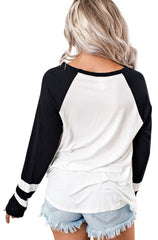 V Neck Hollow Out Long Sleeve Casual T-Shirts