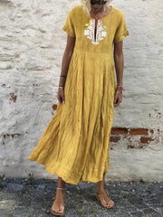 Summer short sleeve v-neck lace long bohe maxi dresses