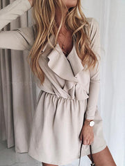 Flounce v-neck long sleeve skater dresses