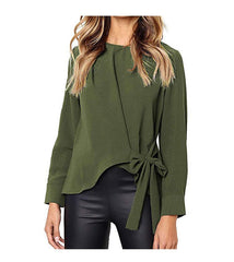 Long-Sleeved Button Collar Blouses