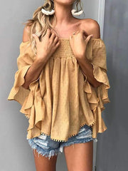 Summer Off Shoulder Women Floral Printed Fashion T-shirt
