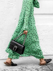 Long Sleeve Chic Woman Point Maxi Dress