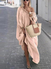 Loose Fashion Plain Women Off houlder Maxi Dresses