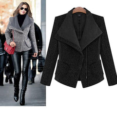 Large Lapel Loose Side Zipper Wool Coat Jacket Outwear