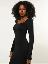 Basics Solid Long Sleeve Bodycon Maxi Midi Dresses