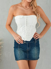 Corsets Solid Back Zip Up Summer Strapless Backless Bustiers Streetwear Aesthetic Exposed Navel Tank Crop Top