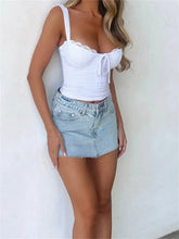 Corsets Top Sleeveless Lace Trim Front Tie-up Solid Color Slim Fit Bustiers Exposed Navel Summer Vest Crop Top