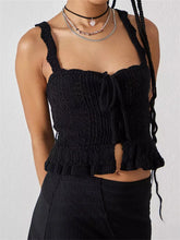Crochet Knitted Mini Vest Summer Clubwear Y2K Square Neck Sleeveless Tie Up Vintage Casual Streetwear Crop Top