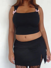 Bowknot Patchwork Sleeveless Low Cut Mini Vest Summer Fashion Slim Fit Cropped Streetwear Crop Top