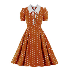 Embroidered Carnevale Retro Short Sleeve Swing Beach New Sailor Collar Women's Dress