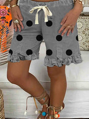 Gray Polka Dots Shift Cotton Casual Pants