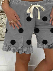 Gray Polka Dots Shift Cotton Casual Pants