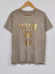 Letter Short Sleeve Vintage Shirts & Tops