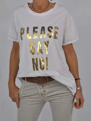 Letter Short Sleeve Vintage Shirts & Tops