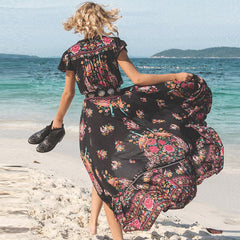 DeRuiLaDy New Summer Boho Beach Maxi Dress