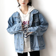 Denim Oversize Turn-down Collar Jacket