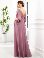 Bowknot Half Sleeves A Line Round Neck Wholesale Maternity Dresses