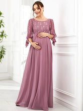 Bowknot Half Sleeves A Line Round Neck Wholesale Maternity Dresses