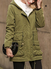 Thick Fleece-lined Long Hoodie Coat