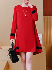 High Low Hem Crew Neck Casual Dress