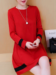 High Low Hem Crew Neck Casual Dress