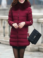 Fur Collar Hoodie Long Winter Coat