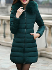 Fur Collar Hoodie Long Winter Coat